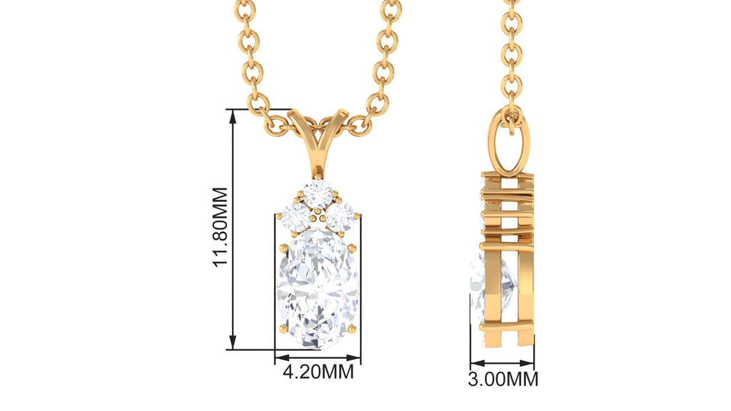 0.75 CT Oval Zircon Minimal Solitaire Pendant Necklace Zircon - ( AAAA ) - Quality - Rosec Jewels