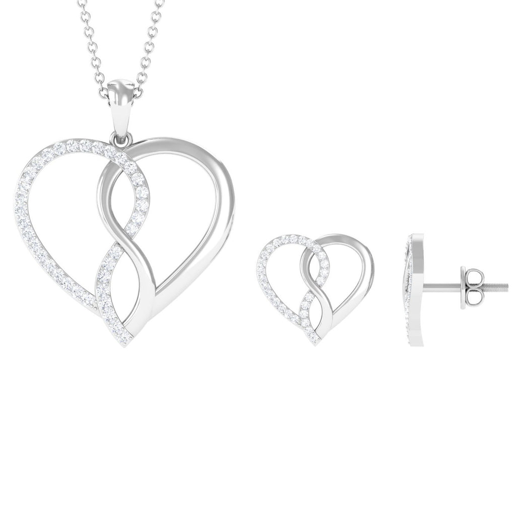 Moissanite Infinity Heart Pendant Earrings Set Moissanite - ( D-VS1 ) - Color and Clarity - Rosec Jewels