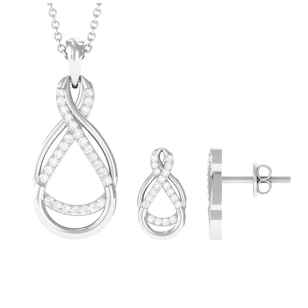 Round Moissanite Infinity Jewelry Set Moissanite - ( D-VS1 ) - Color and Clarity - Rosec Jewels