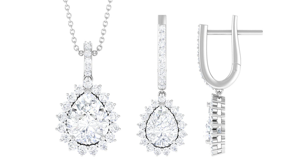 Teardrop Cubic Zirconia Bridal Jewelry Set Zircon - ( AAAA ) - Quality - Rosec Jewels
