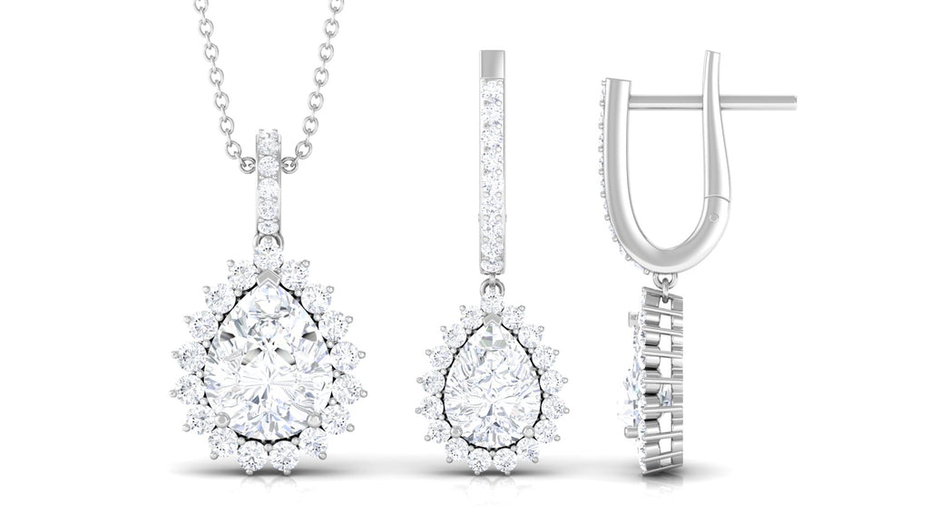 Teardrop Cubic Zirconia Bridal Jewelry Set Zircon - ( AAAA ) - Quality - Rosec Jewels