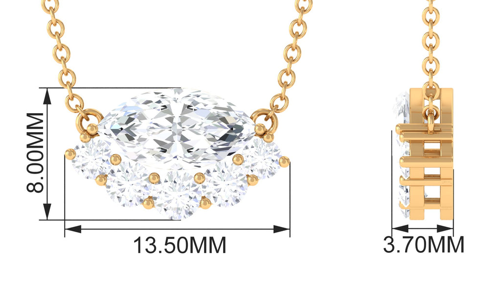 1.75 CT Marquise Zircon East West Style Necklace in Gold Zircon - ( AAAA ) - Quality - Rosec Jewels