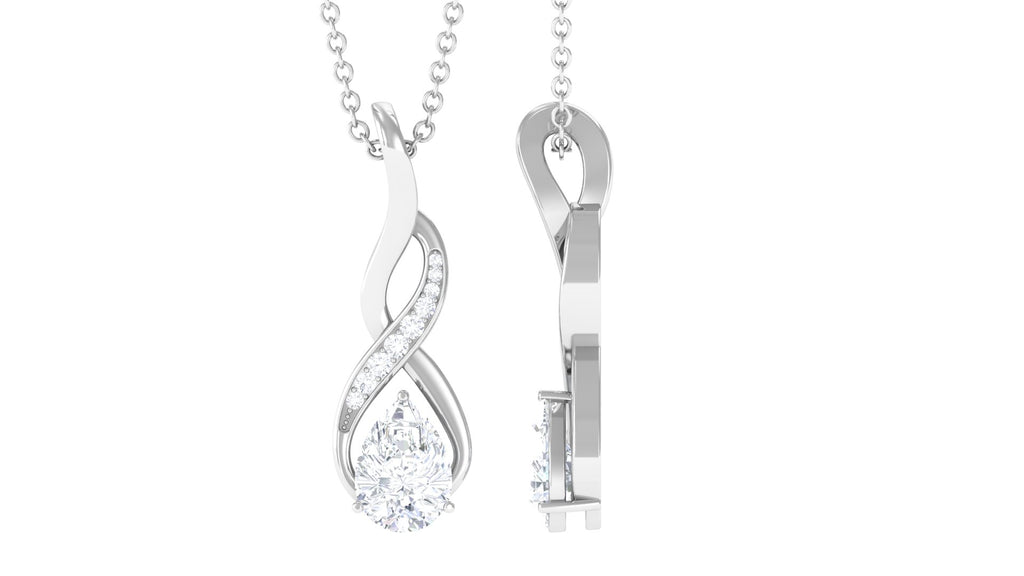1 CT Pear Cut Cubic Zirconia Infinity Pendant Necklace in Prong Setting Zircon - ( AAAA ) - Quality - Rosec Jewels