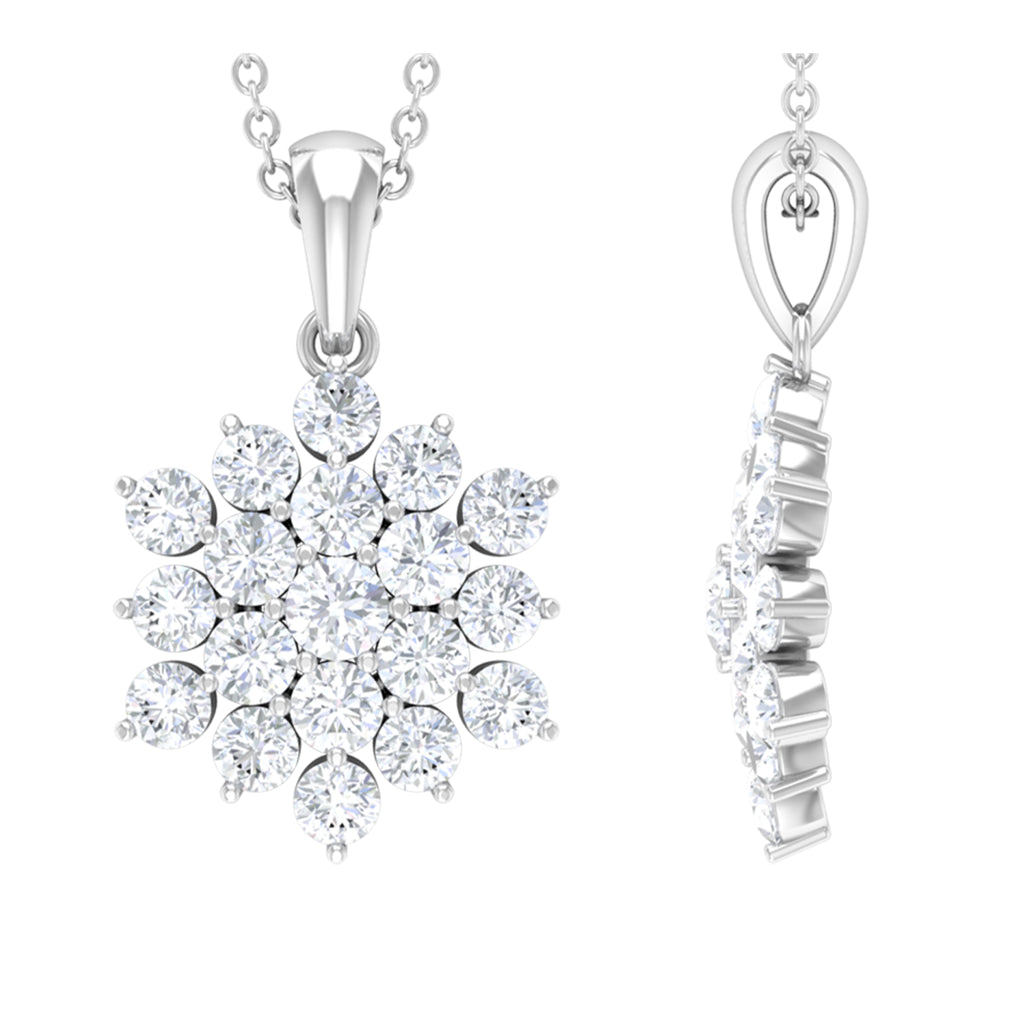 1.75 CT Round Cut Moissanite Floral Cluster Pendant Moissanite - ( D-VS1 ) - Color and Clarity - Rosec Jewels