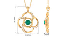 Emerald Floral Pendant Necklace with Diamond Emerald - ( AAA ) - Quality - Rosec Jewels