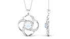 Modern Flower Pendant with Round Moonstone and Diamond Moonstone - ( AAA ) - Quality - Rosec Jewels