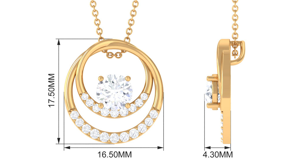 1.5 CT Certified Zircon Interlocked Double Circle Pendant Necklace Zircon - ( AAAA ) - Quality - Rosec Jewels