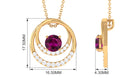 Real Rhodolite and Diamond Open Circle Pendant Rhodolite - ( AAA ) - Quality - Rosec Jewels