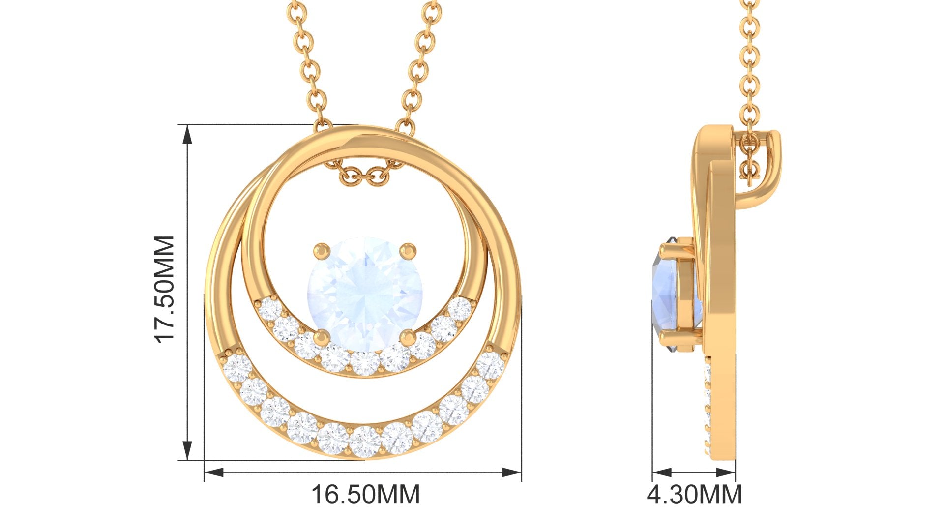 Classic Moonstone and Diamond Open Circle Pendant Moonstone - ( AAA ) - Quality - Rosec Jewels