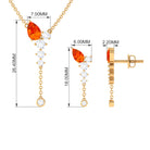 Pear Shape Orange Sapphire and Diamond Jewelry Set Orange Sapphire - ( AAA ) - Quality - Rosec Jewels
