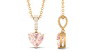 Real Morganite Heart Pendant Necklace with Diamond Morganite - ( AAA ) - Quality - Rosec Jewels