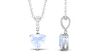 Heart Shape Moonstone Solitaire Pendant with Diamond Accent Bail Moonstone - ( AAA ) - Quality - Rosec Jewels
