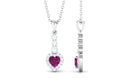 Heart Shape Rhodolite Drop Pendant with Diamond Rhodolite - ( AAA ) - Quality - Rosec Jewels