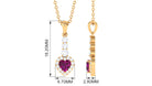 Heart Shape Rhodolite Drop Pendant with Diamond Rhodolite - ( AAA ) - Quality - Rosec Jewels