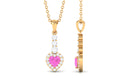 Heart Shape Pink Sapphire Drop Pendant with Diamond Pink Sapphire - ( AAA ) - Quality - Rosec Jewels