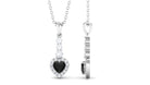 Heart Shape Black Spinel Drop Pendant with Diamond Black Spinel - ( AAA ) - Quality - Rosec Jewels