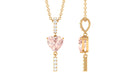 Certified Morganite and Diamond Heart Drop Pendant with Chain Morganite - ( AAA ) - Quality - Rosec Jewels