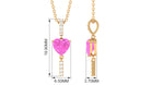 Pink Sapphire Heart Drop Pendant Necklace with Diamond Pink Sapphire - ( AAA ) - Quality - Rosec Jewels