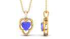 Real Tanzanite Heart Pendant with Diamond Accent Bail Tanzanite - ( AAA ) - Quality - Rosec Jewels