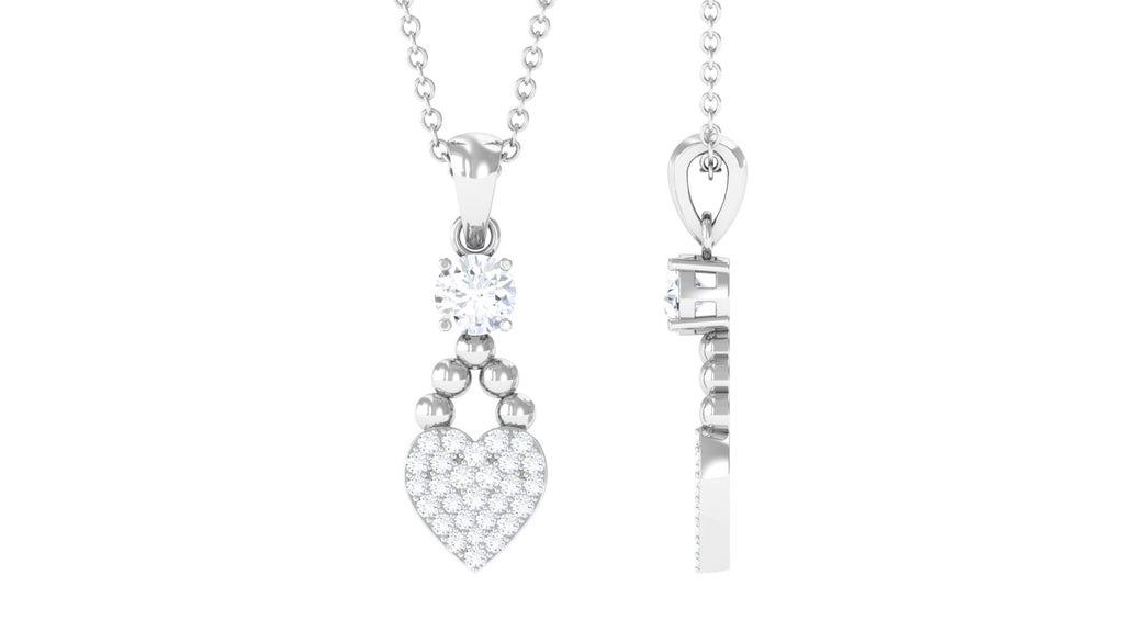 0.5 CT Certified Cubic Zirconia Heart Dangle Pendant Necklace in Gold Zircon - ( AAAA ) - Quality - Rosec Jewels