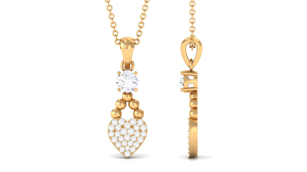 0.5 CT Certified Cubic Zirconia Heart Dangle Pendant Necklace in Gold Zircon - ( AAAA ) - Quality - Rosec Jewels