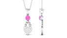 Round Shape Pink Sapphire and Diamond Heart Pendant Pink Sapphire - ( AAA ) - Quality - Rosec Jewels