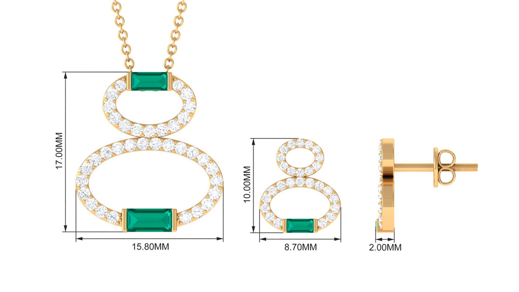 Baguette Cut Emerald Classic Jewelry Set with Moissanite Emerald - ( AAA ) - Quality - Rosec Jewels