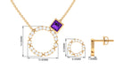 Princess Cut Amethyst and Diamond Eternity Jewelry Set Amethyst - ( AAA ) - Quality - Rosec Jewels