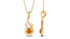Round Citrine and Diamond Twisted Pendant Necklace Citrine - ( AAA ) - Quality - Rosec Jewels