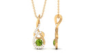 Round Peridot and Diamond Twisted Pendant Necklace Peridot - ( AAA ) - Quality - Rosec Jewels