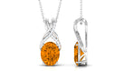 Designer Oval Citrine Solitaire Pendant with Diamond Twisted Bail Citrine - ( AAA ) - Quality - Rosec Jewels