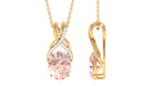 Oval Morganite Solitaire Pendant Necklace with Diamond Morganite - ( AAA ) - Quality - Rosec Jewels