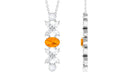 Oval Fire Opal and Moissanite Flower Dangle Necklace in Gold Fire Opal - ( AAA ) - Quality - Rosec Jewels