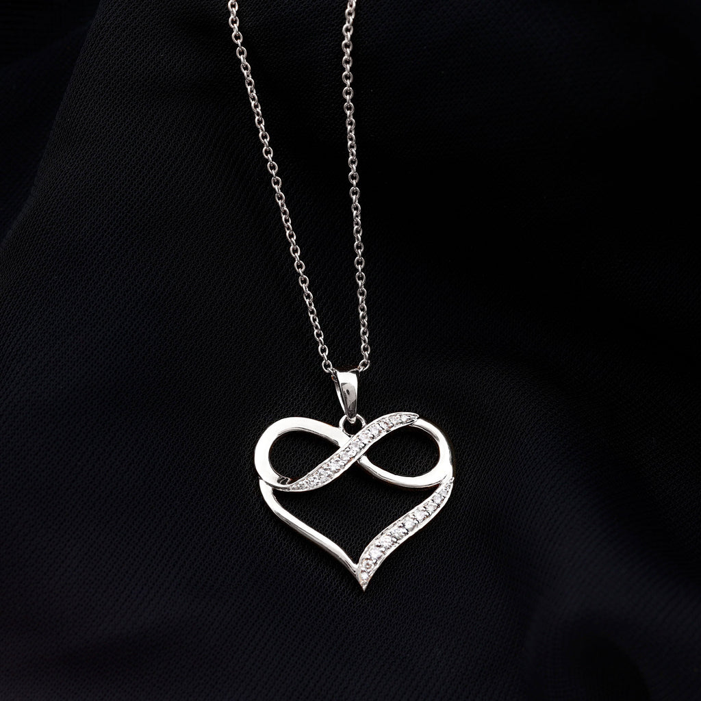 Moissanite Infinity Heart Pendant Necklace Moissanite - ( D-VS1 ) - Color and Clarity - Rosec Jewels