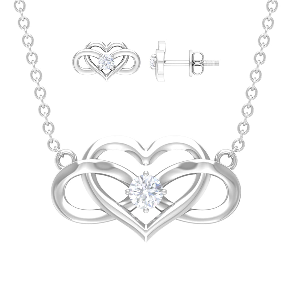 1/4 CT Round Cut Diamond and Gold Infinity Heart Jewelry Set Diamond - ( HI-SI ) - Color and Clarity - Rosec Jewels