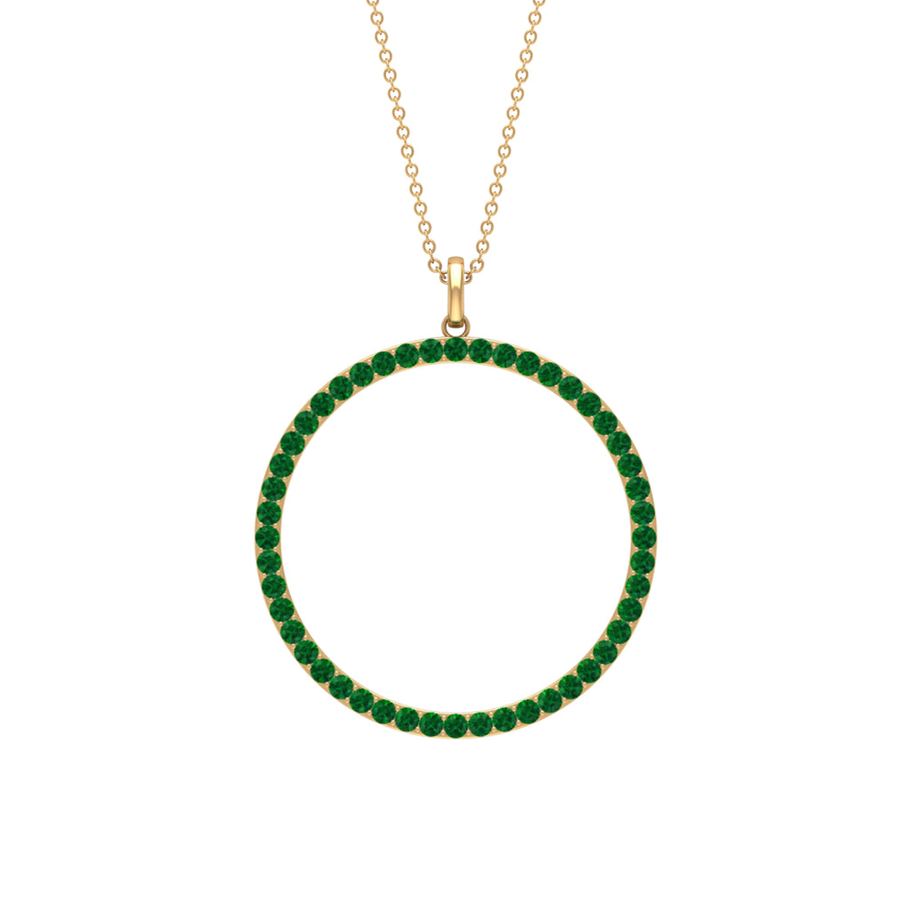 Emerald Eternity Pendant in Pave Setting Emerald - ( AAA ) - Quality - Rosec Jewels
