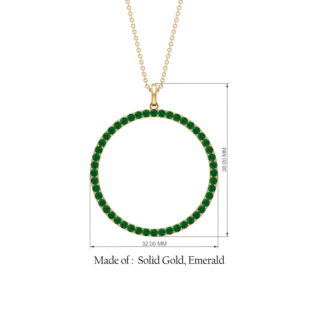 Emerald Eternity Pendant in Pave Setting Emerald - ( AAA ) - Quality - Rosec Jewels