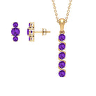 1.75 CT Amethyst Bar Necklace and Earring Set Amethyst - ( AAA ) - Quality - Rosec Jewels