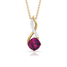 Cushion Cut Rhodolite Solitaire Infinity Pendant with Diamond Rhodolite - ( AAA ) - Quality - Rosec Jewels