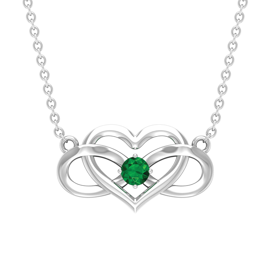 Emerald Heart and Infinity Pendant for Women Emerald - ( AAA ) - Quality - Rosec Jewels
