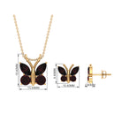 Natural Garnet Butterfly Necklace and Earrings Set Garnet - ( AAA ) - Quality - Rosec Jewels