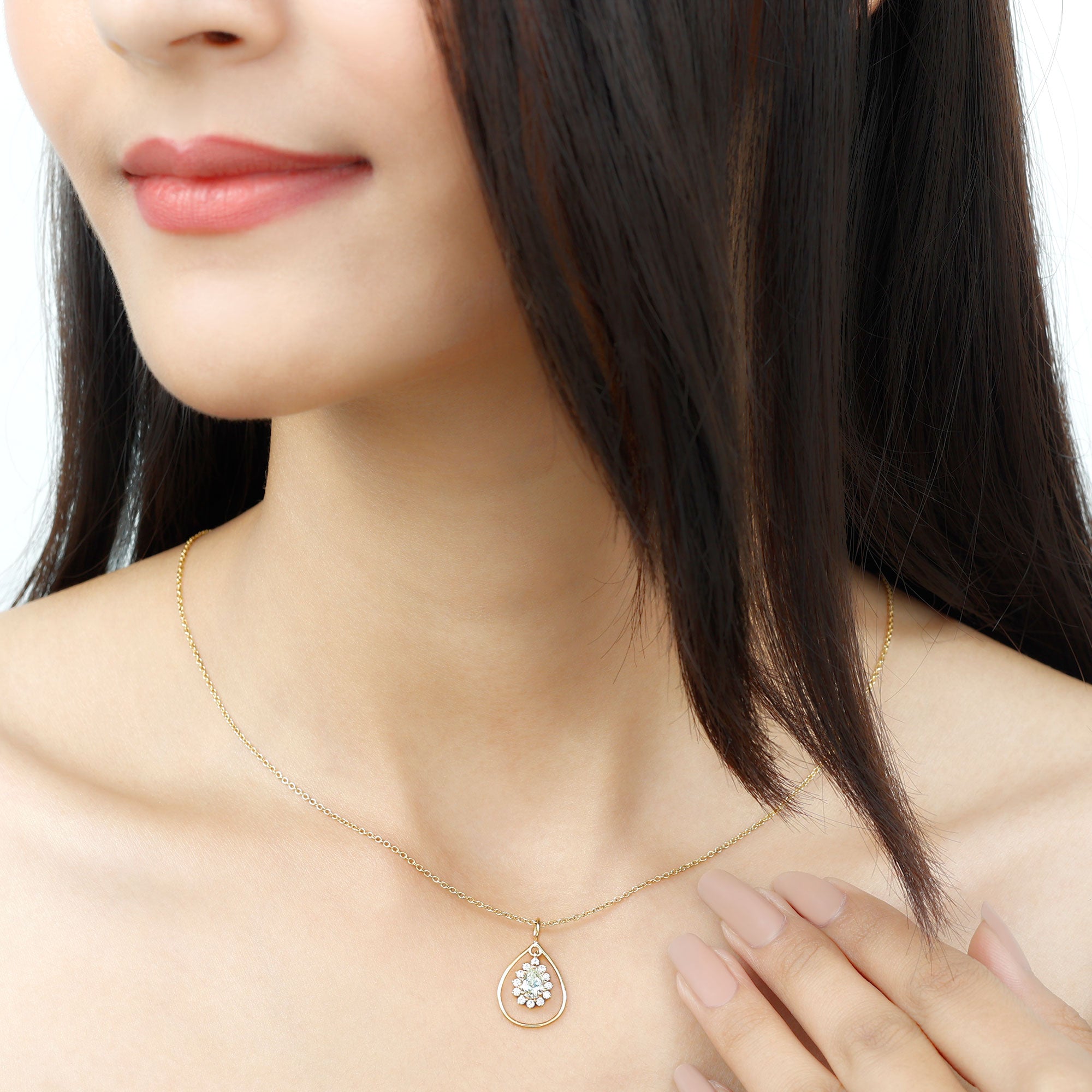 Pear Shape Moissanite Teardrop Pendant Necklace Moissanite - ( D-VS1 ) - Color and Clarity - Rosec Jewels