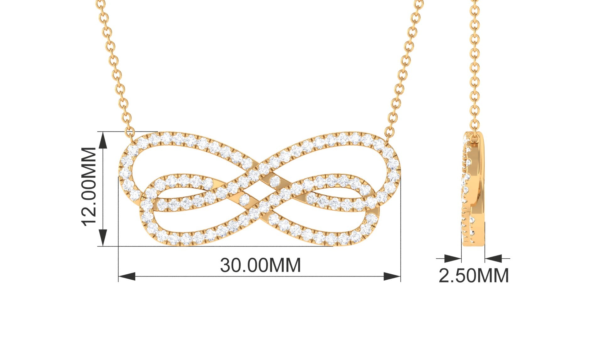 Diamond Twin Infinity Interlock Necklace Diamond - ( HI-SI ) - Color and Clarity - Rosec Jewels