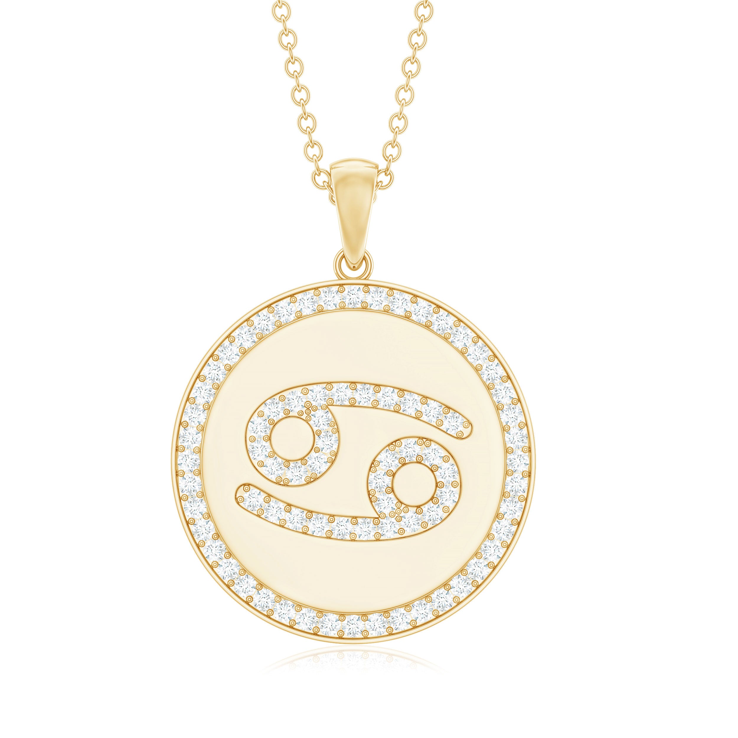 Moissanite Cancer Constellation Disc Pendant Moissanite - ( D-VS1 ) - Color and Clarity - Rosec Jewels