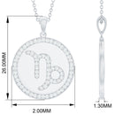 Certified Moissanite Disc Capricorn Zodiac Pendant Moissanite - ( D-VS1 ) - Color and Clarity - Rosec Jewels