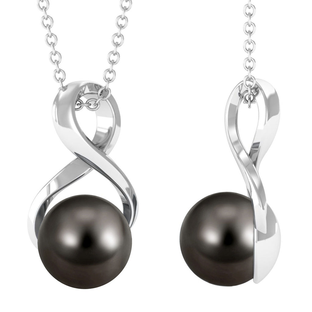 Simple Solitaire Tahitian Pearl Infinity Pendant Tahitian pearl - ( AAA ) - Quality - Rosec Jewels