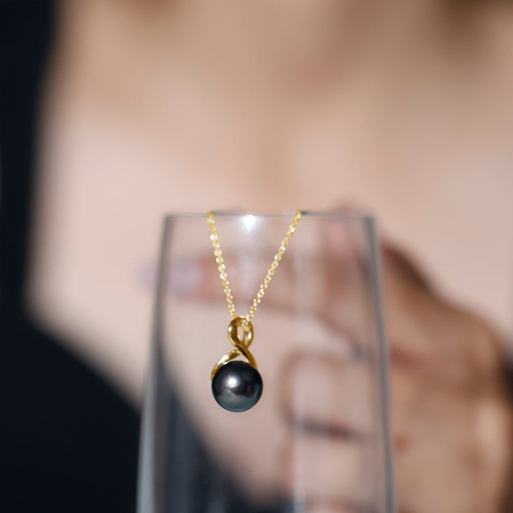 Simple Solitaire Tahitian Pearl Infinity Pendant Tahitian pearl - ( AAA ) - Quality - Rosec Jewels