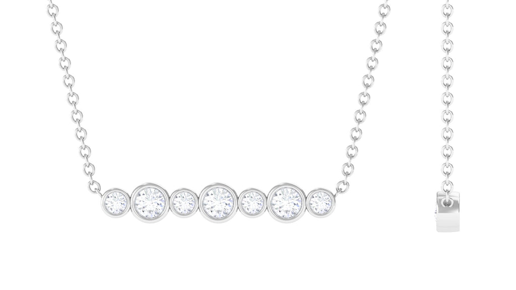 0.25 CT Bezel Set Diamond Seven Stone Horizontal Bar Necklace Diamond - ( HI-SI ) - Color and Clarity - Rosec Jewels