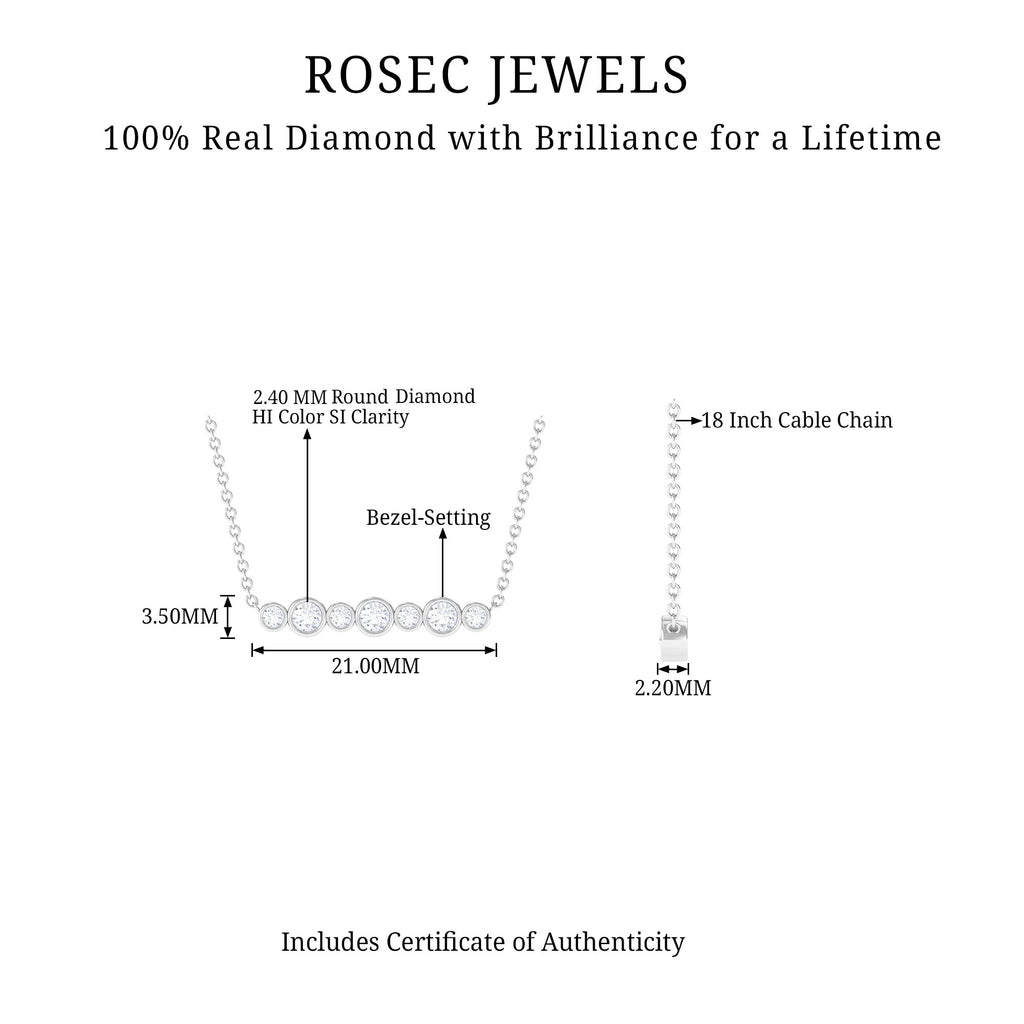 0.25 CT Bezel Set Diamond Seven Stone Horizontal Bar Necklace Diamond - ( HI-SI ) - Color and Clarity - Rosec Jewels