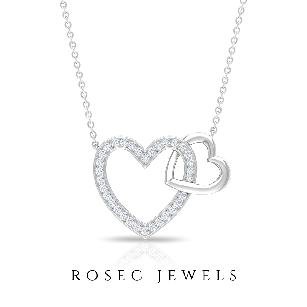 1/4 CT Interlocking Heart Diamond Pendant in Gold Diamond - ( HI-SI ) - Color and Clarity - Rosec Jewels